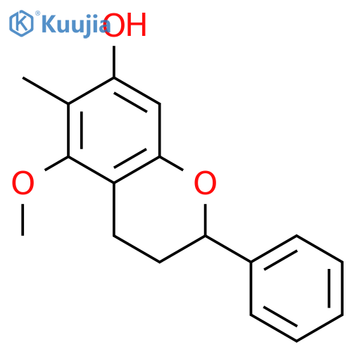 (2S)-3,4-dihydro-5-methoxy-6-methyl-2-phenyl-2H-1-benzopyran-7-ol structure
