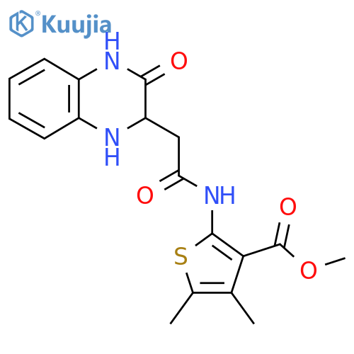 methyl 4,5-dimethyl-2-[2-(3-oxo-1,2,3,4-tetrahydroquinoxalin-2-yl)acetamido]thiophene-3-carboxylate structure