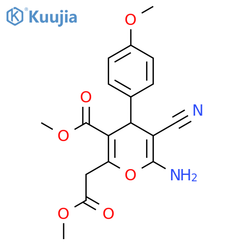 Methyl 6-amino-5-cyano-2-(2-methoxy-2-oxoethyl)-4-(4-methoxyphenyl)-4H-pyran-3-carboxylate structure