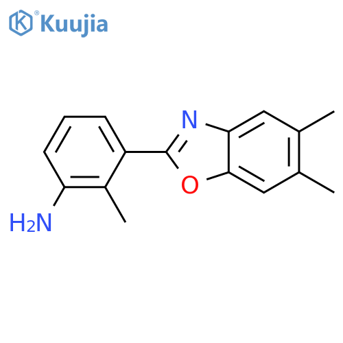 3-(5,6-Dimethyl-benzooxazol-2-yl)-2-methyl-phenylamine structure