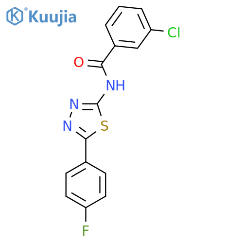 3-chloro-N-5-(4-fluorophenyl)-1,3,4-thiadiazol-2-ylbenzamide structure