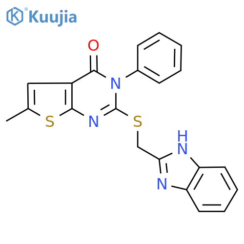 2-{(1H-1,3-benzodiazol-2-yl)methylsulfanyl}-6-methyl-3-phenyl-3H,4H-thieno2,3-dpyrimidin-4-one structure