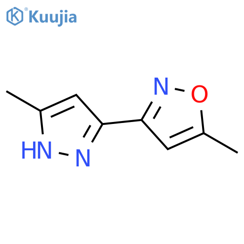 5-methyl-3-(5-methyl-1H-pyrazol-3-yl)-1,2-oxazole structure