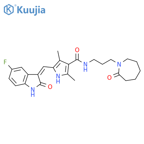 1H-Pyrrole-3-carboxamide,5-[(Z)-(5-fluoro-1,2-dihydro-2-oxo-3H-indol-3-ylidene)methyl]-N-[3-(hexahydro-2-oxo-1H-azepin-1-yl)propyl]-2,4-dimethyl- structure