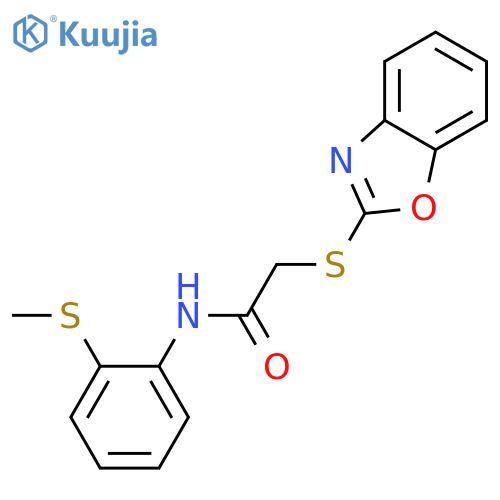 2-(1,3-benzoxazol-2-ylsulfanyl)-N-[2-(methylsulfanyl)phenyl]acetamide structure