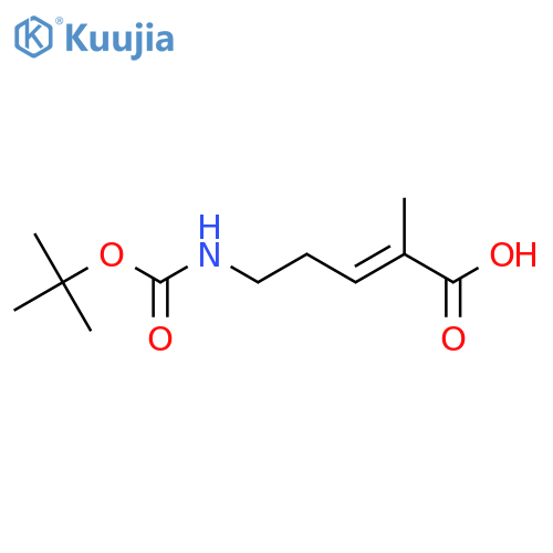 5-{(tert-butoxy)carbonylamino}-2-methylpent-2-enoic acid structure