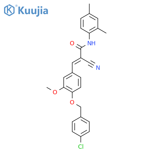 (E)-3-[4-[(4-chlorophenyl)methoxy]-3-methoxyphenyl]-2-cyano-N-(2,4-dimethylphenyl)prop-2-enamide structure
