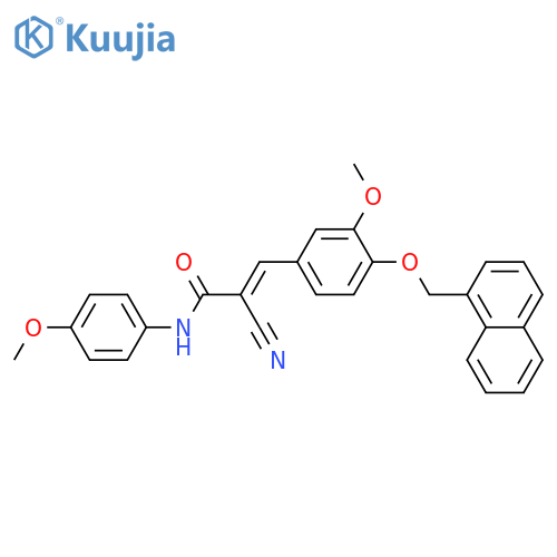 2-Cyano-3-[3-methoxy-4-(1-naphthalenylmethoxy)phenyl]-N-(4-methoxyphenyl)-2-propenamide structure