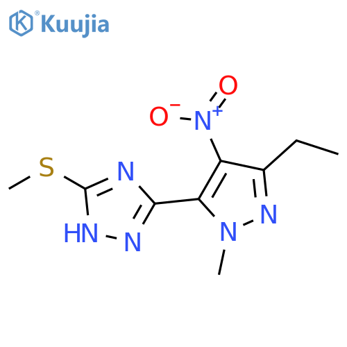 1H-1,2,4-Triazole,3-(3-ethyl-1-methyl-4-nitro-1H-pyrazol-5-yl)-5-(methylthio)- structure