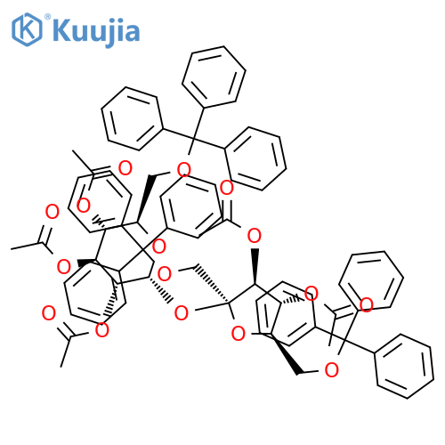 4-(acetyloxy)-2,5-bis(triphenylmethoxy)methyl-5-{3,4,5-tris(acetyloxy)-6-(triphenylmethoxy)methyloxan-2-yloxy}oxolan-3-yl acetate structure
