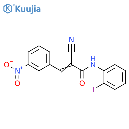 (2E)-2-cyano-N-(2-iodophenyl)-3-(3-nitrophenyl)prop-2-enamide structure