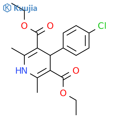 3,5-diethyl 4-(4-chlorophenyl)-2,6-dimethyl-1,4-dihydropyridine-3,5-dicarboxylate structure