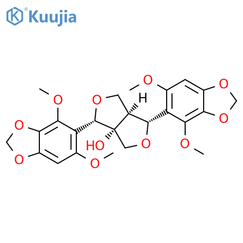 1H,3H-Furo[3,4-c]furan-3a(4H)-ol,1,4-bis(4,6-dimethoxy-1,3-benzodioxol-5-yl)dihydro-, (1R,3aR,4S,6aS)-rel- (9CI) structure