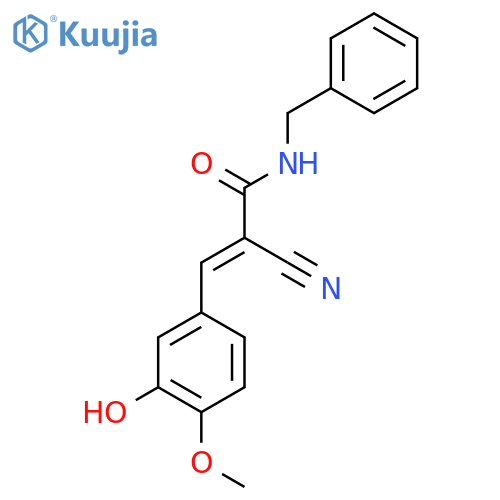 (E)-N-benzyl-2-cyano-3-(3-hydroxy-4-methoxyphenyl)prop-2-enamide structure