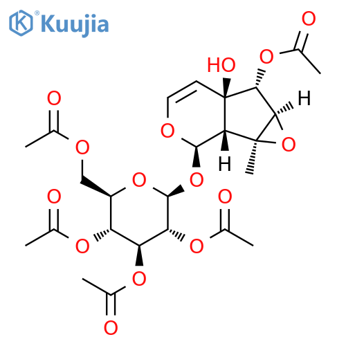 β-D-Glucopyranoside, 6-(acetyloxy)-1a,1b,2,5a,6,6a-hexahydro-5a-hydroxy-1a-methyloxireno[4,5]cyclopenta[1,2-c]pyran-2-yl, 2,3,4,6-tetraacetate, (1aα,1bβ,2β,5aβ,6α,6aα)- structure