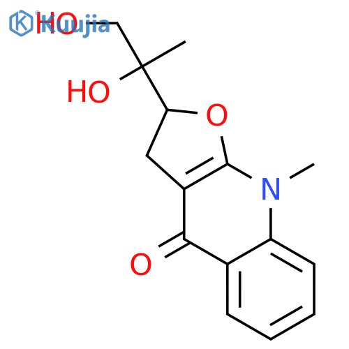 2-(1,2-dihydroxy-1-methyl-ethyl)-9-methyl-3,9-dihydro-2H-furo[2,3-b]quinolin-4-one structure