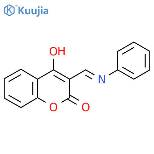 4-Hydroxy-3-(E)-(phenylimino)methyl-2H-chromen-2-one structure