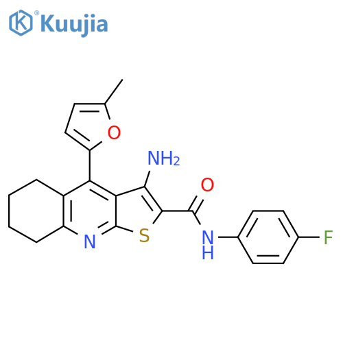3-amino-N-(4-fluorophenyl)-4-(5-methylfuran-2-yl)-5H,6H,7H,8H-thieno2,3-bquinoline-2-carboxamide structure
