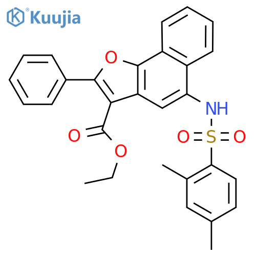 ethyl 5-(2,4-dimethylbenzenesulfonamido)-2-phenylnaphtho1,2-bfuran-3-carboxylate structure