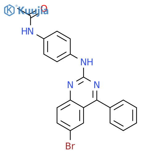 N-{4-(6-bromo-4-phenylquinazolin-2-yl)aminophenyl}acetamide structure
