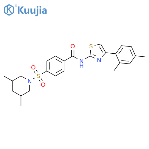 N-[4-(2,4-dimethylphenyl)-1,3-thiazol-2-yl]-4-[(3,5-dimethylpiperidin-1-yl)sulfonyl]benzamide structure