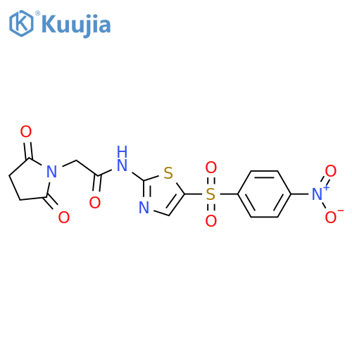 2-(2,5-dioxopyrrolidin-1-yl)-N-5-(4-nitrobenzenesulfonyl)-1,3-thiazol-2-ylacetamide structure