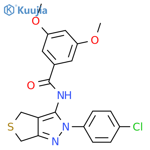 N-2-(4-chlorophenyl)-2H,4H,6H-thieno3,4-cpyrazol-3-yl-3,5-dimethoxybenzamide structure