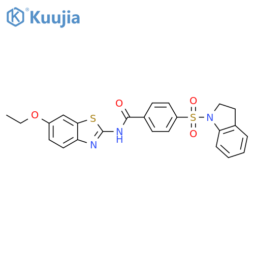 4-(2,3-dihydro-1H-indole-1-sulfonyl)-N-(6-ethoxy-1,3-benzothiazol-2-yl)benzamide structure
