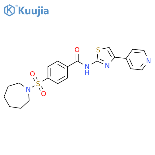 4-(azepane-1-sulfonyl)-N-4-(pyridin-4-yl)-1,3-thiazol-2-ylbenzamide structure