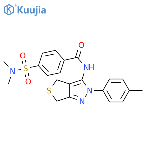 4-(dimethylsulfamoyl)-N-2-(4-methylphenyl)-2H,4H,6H-thieno3,4-cpyrazol-3-ylbenzamide structure