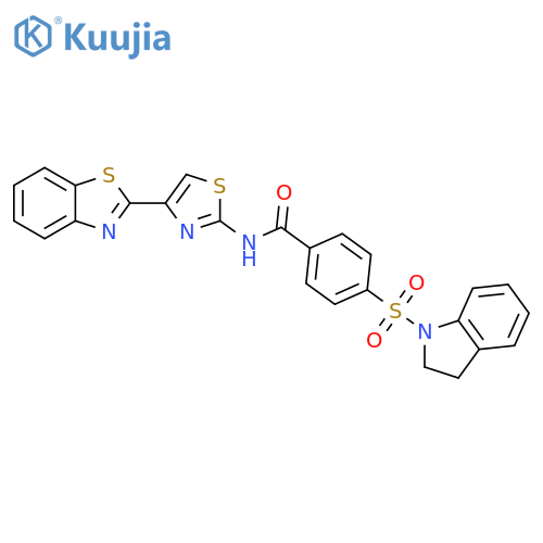 N-4-(1,3-benzothiazol-2-yl)-1,3-thiazol-2-yl-4-(2,3-dihydro-1H-indole-1-sulfonyl)benzamide structure