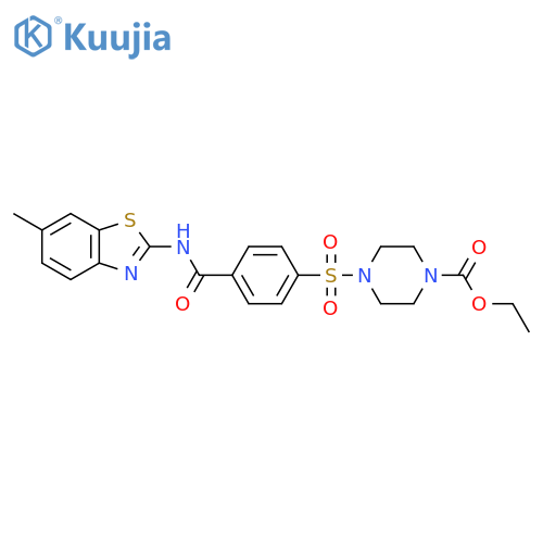 ethyl 4-{4-(6-methyl-1,3-benzothiazol-2-yl)carbamoylbenzenesulfonyl}piperazine-1-carboxylate structure