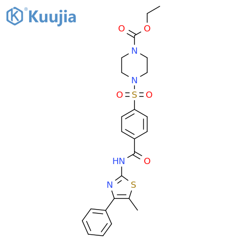 ethyl 4-{4-(5-methyl-4-phenyl-1,3-thiazol-2-yl)carbamoylbenzenesulfonyl}piperazine-1-carboxylate structure