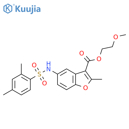 2-methoxyethyl 5-(2,4-dimethylbenzenesulfonamido)-2-methyl-1-benzofuran-3-carboxylate structure