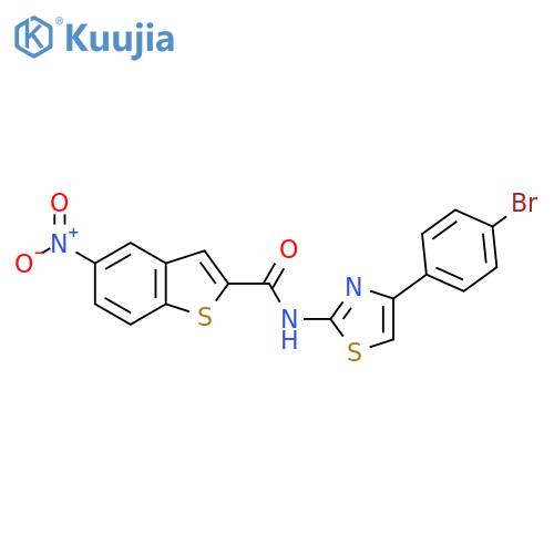 N-4-(4-bromophenyl)-1,3-thiazol-2-yl-5-nitro-1-benzothiophene-2-carboxamide structure