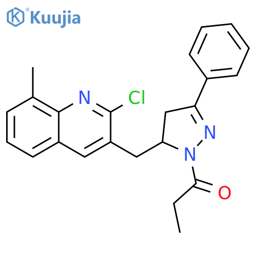 1-{5-(2-chloro-8-methylquinolin-3-yl)methyl-3-phenyl-4,5-dihydro-1H-pyrazol-1-yl}propan-1-one structure