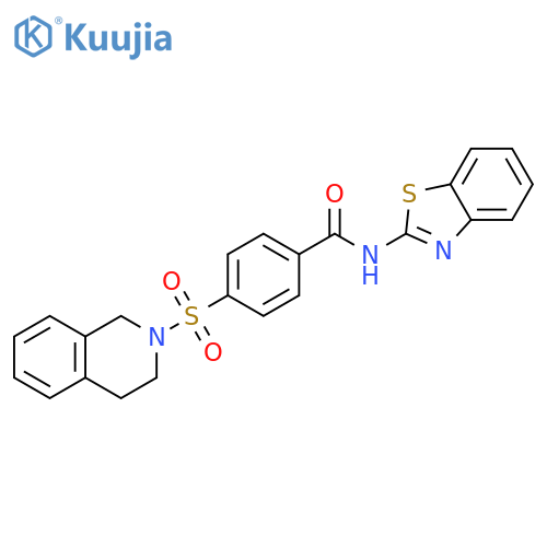 N-(1,3-benzothiazol-2-yl)-4-(1,2,3,4-tetrahydroisoquinoline-2-sulfonyl)benzamide structure