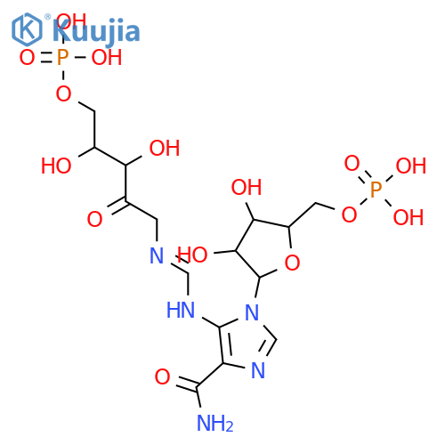 D-erythro-2-Pentulose,1-[[[[4-(aminocarbonyl)-1-(5-O-phosphono-b-D-ribofuranosyl)-1H-imidazol-5-yl]amino]methylene]amino]-1-deoxy-,5-(dihydrogen phosphate) structure