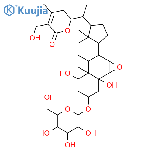 6,7-Epoxy-1,3,5-trihydroxywith-24-enolide; (1α,3β,5α,6α,7α,20S,22R)-form, 27-Hydroxy, 3-O-β-D-glucopyranoside structure