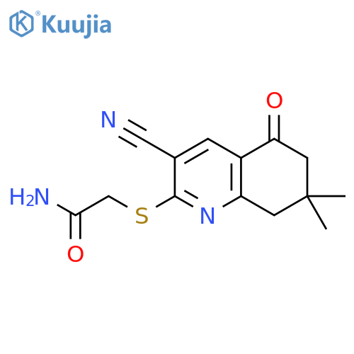 2-(3-cyano-7,7-dimethyl-5-oxo-5,6,7,8-tetrahydroquinolin-2-yl)sulfanylacetamide structure