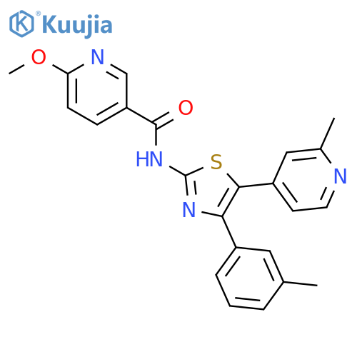 6-Methoxy-N-[4-(3-methylphenyl)-5-(2-methyl-4-pyridyl)-1,3-thiazol-2-YL]nicotinamide structure