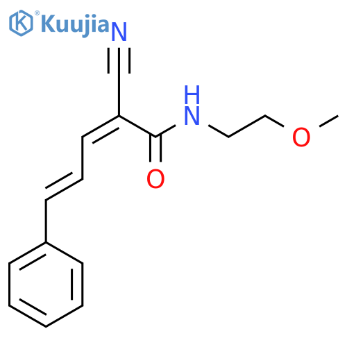 2-cyano-N-(2-methoxyethyl)-5-phenylpenta-2,4-dienamide structure