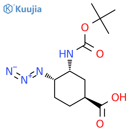 Cyclohexanecarboxylic acid,4-azido-3-[[(1,1-dimethylethoxy)carbonyl]amino]-, (1S,3R,4S)- structure