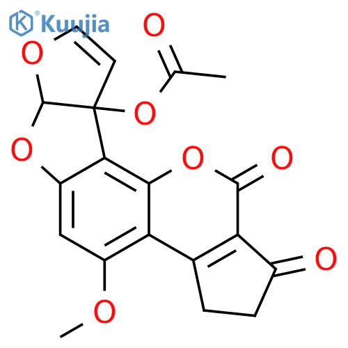 4-methoxy-1,11-dioxo-1,2,3,11-tetrahydrocyclopenta[c]furo[3',2':4,5]furo[2,3-h]chromen-9a(6aH)-yl acetate structure