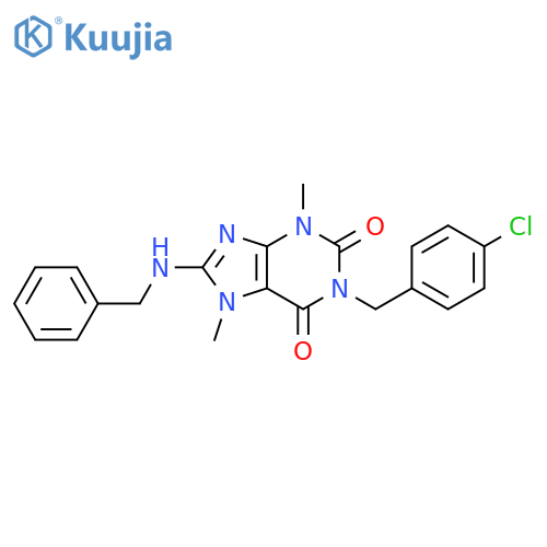 8-(benzylamino)-1-(4-chlorophenyl)methyl-3,7-dimethyl-2,3,6,7-tetrahydro-1H-purine-2,6-dione structure