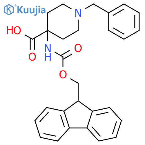 4-Piperidinecarboxylicacid, 4-[[(9H-fluoren-9-ylmethoxy)carbonyl]amino]-1-(phenylmethyl)- structure