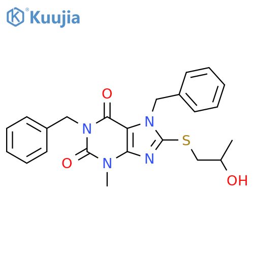 1,7-dibenzyl-8-(2-hydroxypropyl)sulfanyl-3-methyl-2,3,6,7-tetrahydro-1H-purine-2,6-dione structure