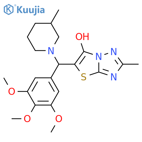 2-methyl-5-(3-methylpiperidin-1-yl)(3,4,5-trimethoxyphenyl)methyl-1,2,4triazolo3,2-b1,3thiazol-6-ol structure