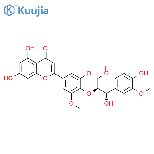 4H-1-Benzopyran-4-one,5,7-dihydroxy-2-[4-[(1R,2R)-2-hydroxy-2-(4-hydroxy-3-methoxyphenyl)-1-(hydroxymethyl)ethoxy]-3,5-dimethoxyphenyl]-, rel- structure