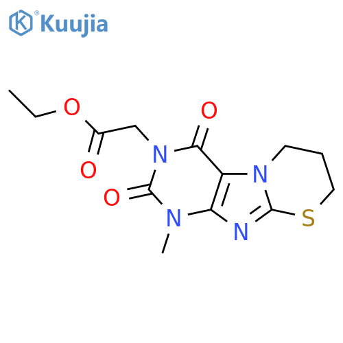 ethyl 2-{1-methyl-2,4-dioxo-1H,2H,3H,4H,6H,7H,8H-1,3thiazino3,2-gpurin-3-yl}acetate structure